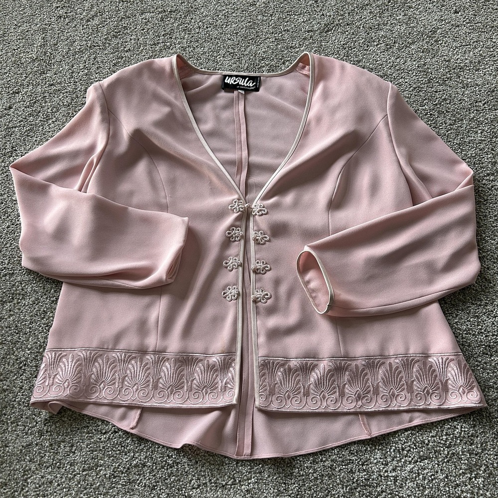 Ursula Of Switzerland Suit Jacket Womens 18W Pink Crepe Lined Formal Wedding
